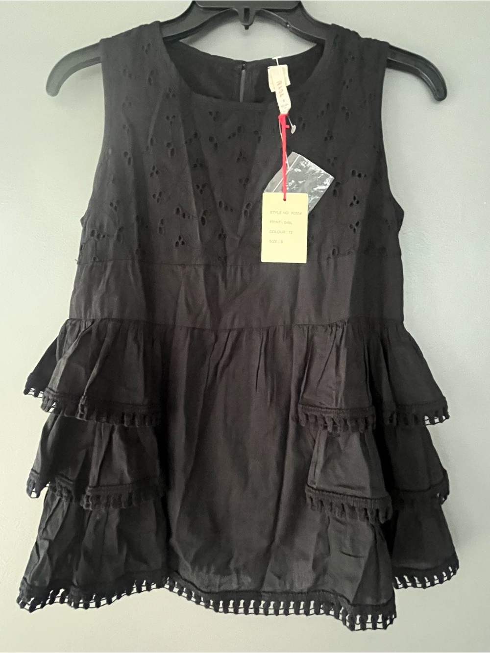 RAGA Black Tiered Eyelet Top